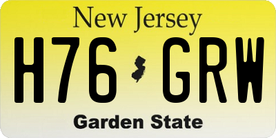 NJ license plate H76GRW