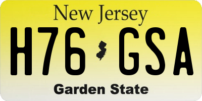 NJ license plate H76GSA