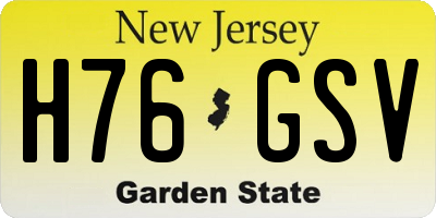 NJ license plate H76GSV