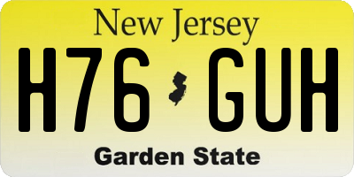 NJ license plate H76GUH