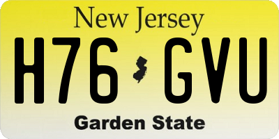 NJ license plate H76GVU