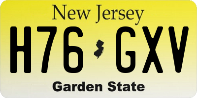 NJ license plate H76GXV