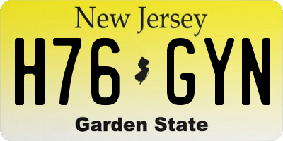 NJ license plate H76GYN
