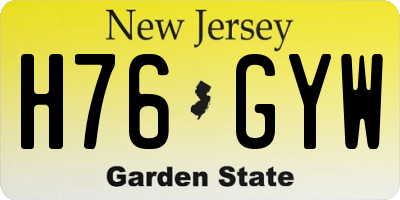 NJ license plate H76GYW