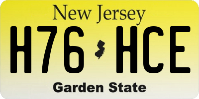NJ license plate H76HCE