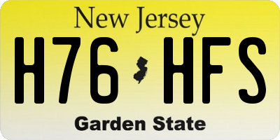 NJ license plate H76HFS