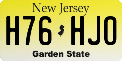 NJ license plate H76HJO