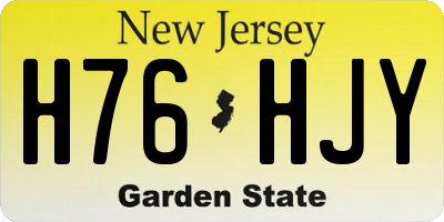 NJ license plate H76HJY