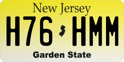 NJ license plate H76HMM