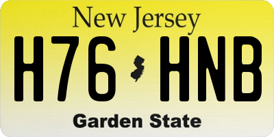 NJ license plate H76HNB