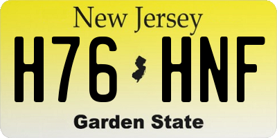 NJ license plate H76HNF