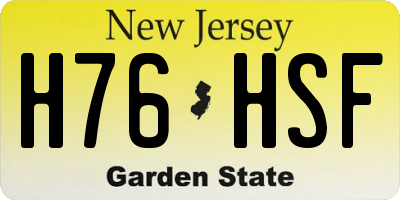 NJ license plate H76HSF