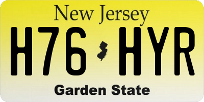 NJ license plate H76HYR