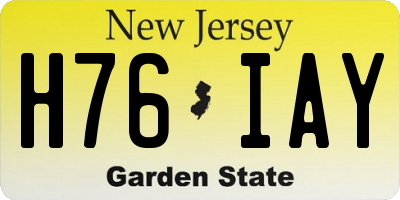 NJ license plate H76IAY