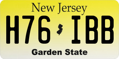 NJ license plate H76IBB