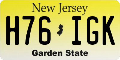 NJ license plate H76IGK