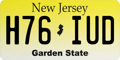 NJ license plate H76IUD