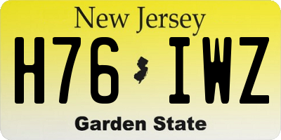 NJ license plate H76IWZ