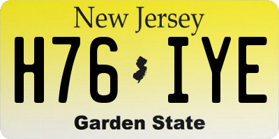 NJ license plate H76IYE