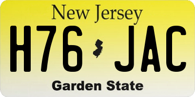 NJ license plate H76JAC