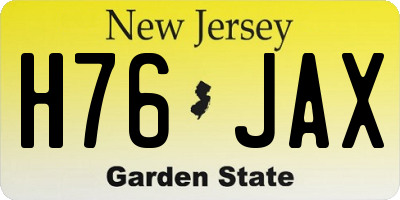 NJ license plate H76JAX