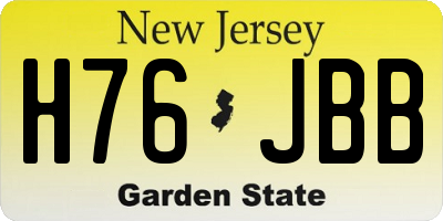 NJ license plate H76JBB