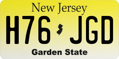 NJ license plate H76JGD