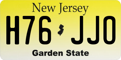 NJ license plate H76JJO