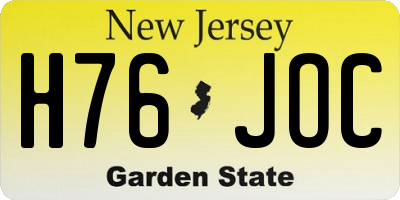 NJ license plate H76JOC