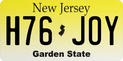NJ license plate H76JOY