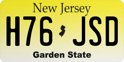 NJ license plate H76JSD