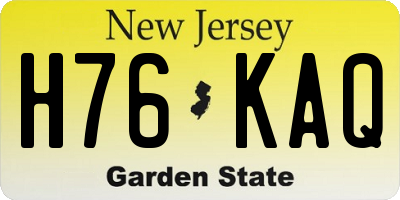 NJ license plate H76KAQ