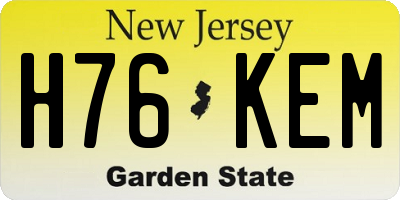 NJ license plate H76KEM