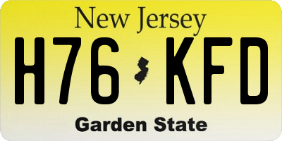 NJ license plate H76KFD
