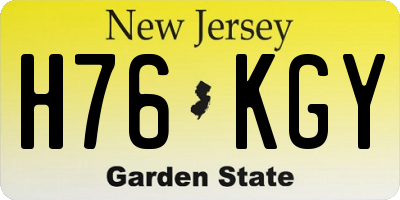 NJ license plate H76KGY