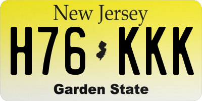 NJ license plate H76KKK