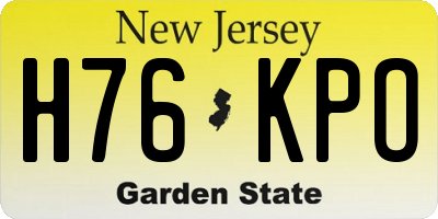 NJ license plate H76KPO