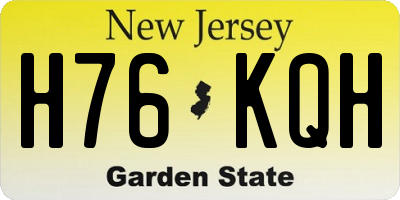 NJ license plate H76KQH