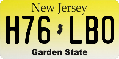 NJ license plate H76LBO