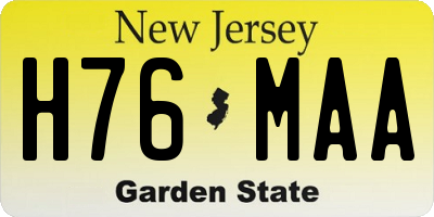 NJ license plate H76MAA