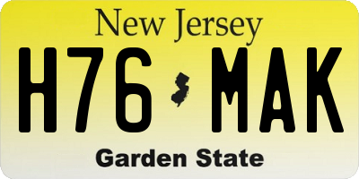 NJ license plate H76MAK
