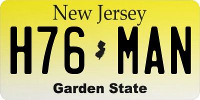 NJ license plate H76MAN