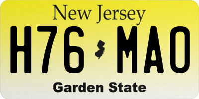 NJ license plate H76MAO