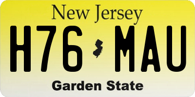 NJ license plate H76MAU