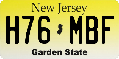 NJ license plate H76MBF