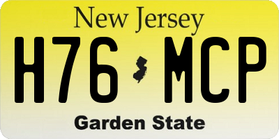 NJ license plate H76MCP