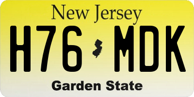 NJ license plate H76MDK