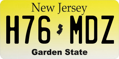 NJ license plate H76MDZ