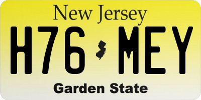 NJ license plate H76MEY