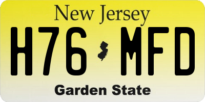 NJ license plate H76MFD